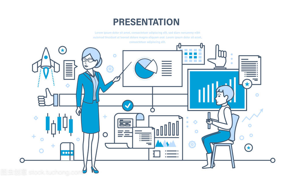 演講者做演示文稿和關于市場、 銷售、 電子商務專業培訓